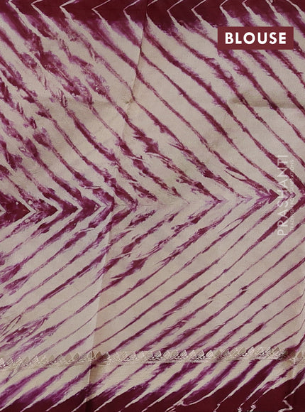 Wine & Beige Poona Silk Saree - Shibori Blouse