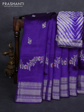 Violet & Beige Poona Silk Saree - Shibori Blouse