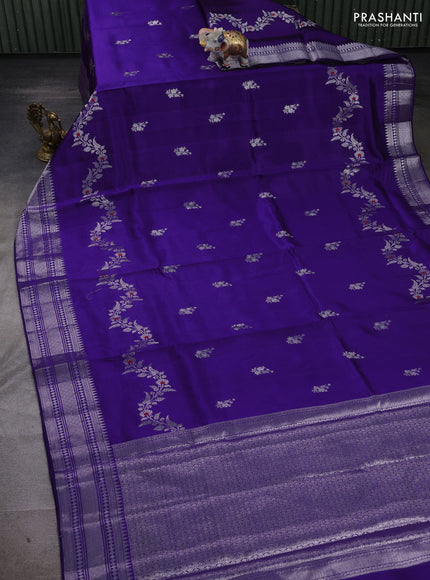 Violet & Beige Poona Silk Saree - Shibori Blouse