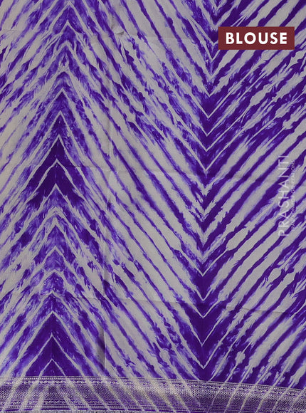 Violet & Beige Poona Silk Saree - Shibori Blouse