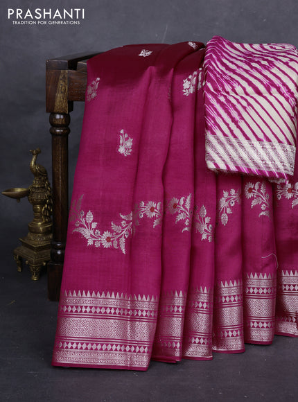 Pink & Beige Poona Silk Saree - Shibori Blouse
