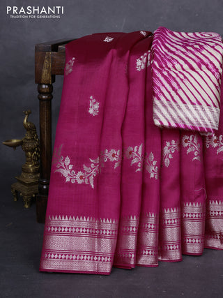 Pink & Beige Poona Silk Saree - Shibori Blouse