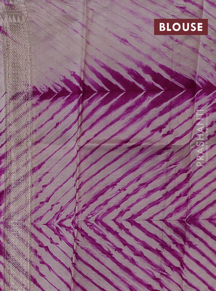 Purple & Beige Poona Silk Saree - Shibori Blouse