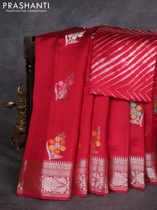 Maroon & Beige Poona Silk Saree - Shibori Blouse