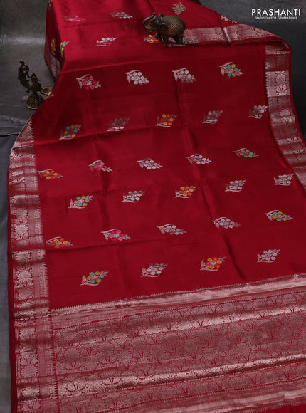 Maroon & Beige Poona Silk Saree - Shibori Blouse