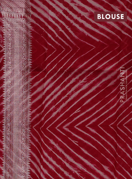 Maroon & Beige Poona Silk Saree - Shibori Blouse