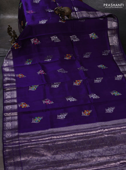 Violet & Beige Poona Silk Saree - Shibori Blouse