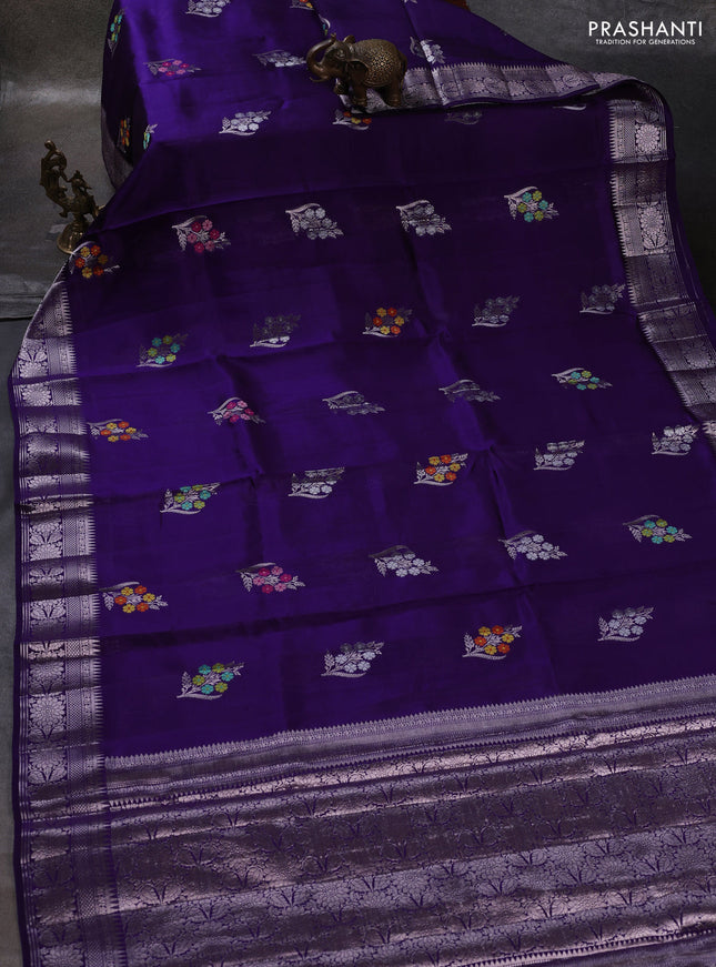Violet & Beige Poona Silk Saree - Shibori Blouse