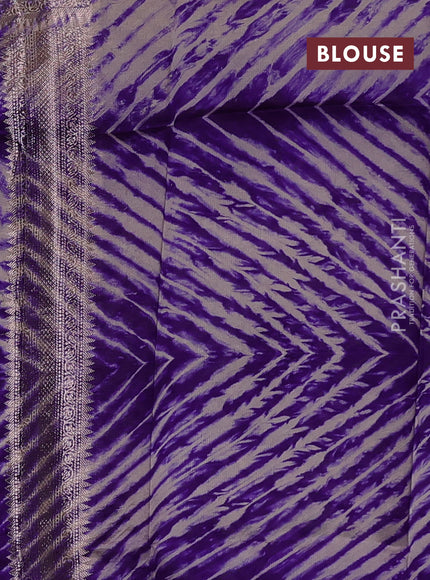 Violet & Beige Poona Silk Saree - Shibori Blouse