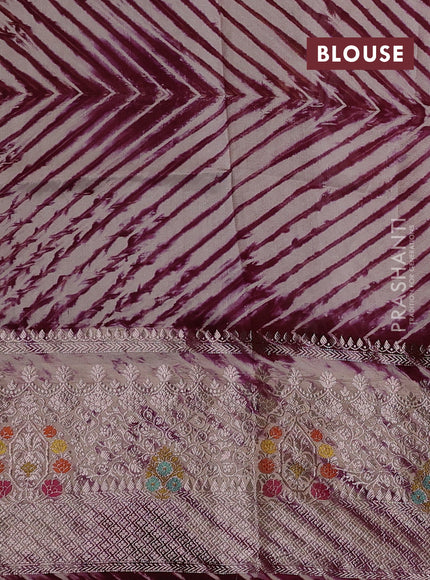 Maroon & Beige Poona Silk Saree - Shibori Blouse
