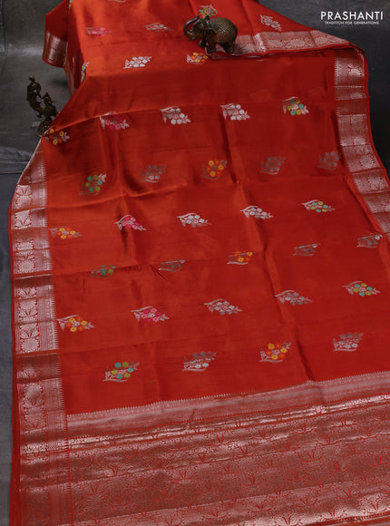 Orange & Beige Poona Silk Saree - Shibori Blouse