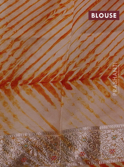 Orange & Beige Poona Silk Saree - Shibori Blouse
