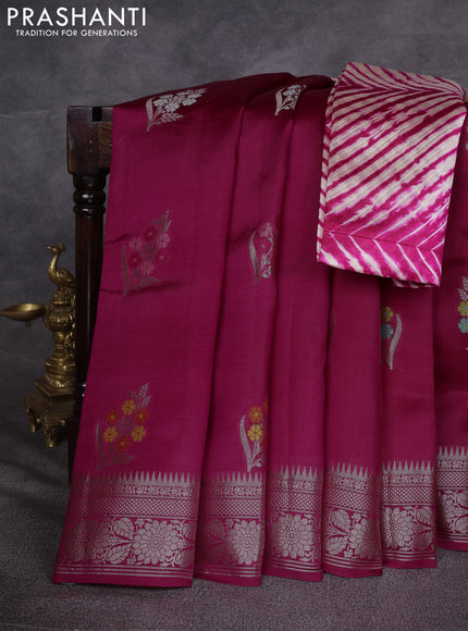 Pink & Beige Poona Silk Saree - Shibori Blouse