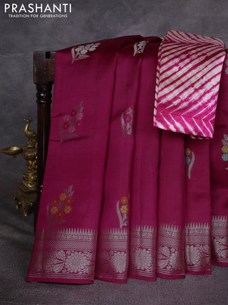 Pink & Beige Poona Silk Saree - Shibori Blouse