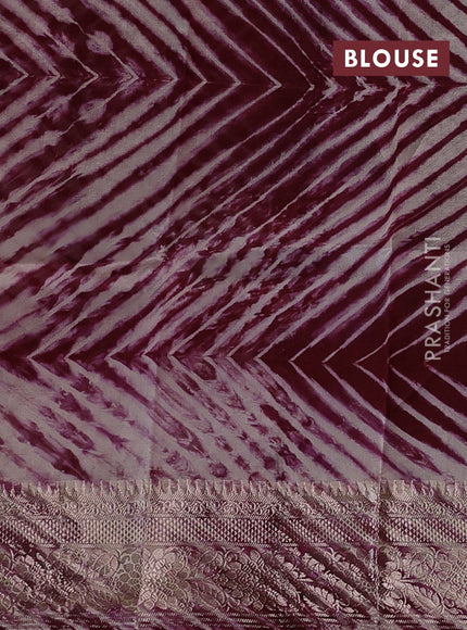 Maroon & Beige Poona Silk Saree - Shibori Blouse