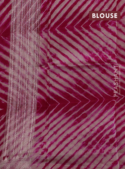 Magenta Pink & Beige Poona Silk Saree - Shibori Blouse