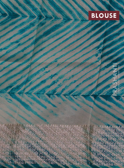 Peacock Green & Beige Poona Silk Saree - Shibori Blouse