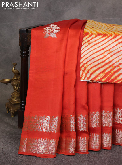 Orange & Beige Poona Silk Saree - Shibori Blouse