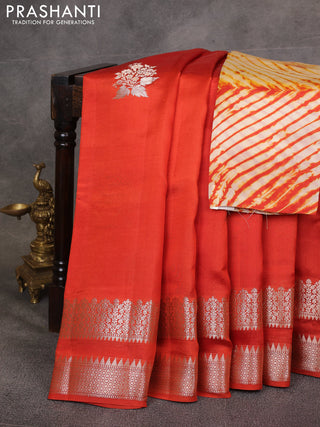 Orange & Beige Poona Silk Saree - Shibori Blouse