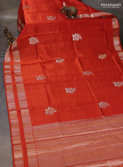Orange & Beige Poona Silk Saree - Shibori Blouse