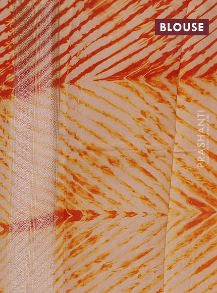Orange & Beige Poona Silk Saree - Shibori Blouse