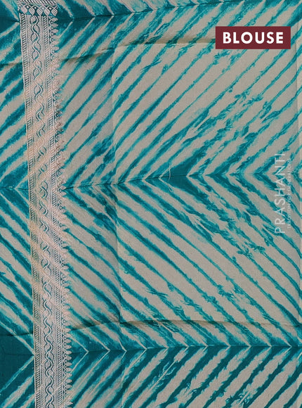Peacock Green & Beige Poona Silk Saree - Shibori Blouse