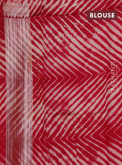 Maroon & Beige Poona Silk Saree - Shibori Blouse