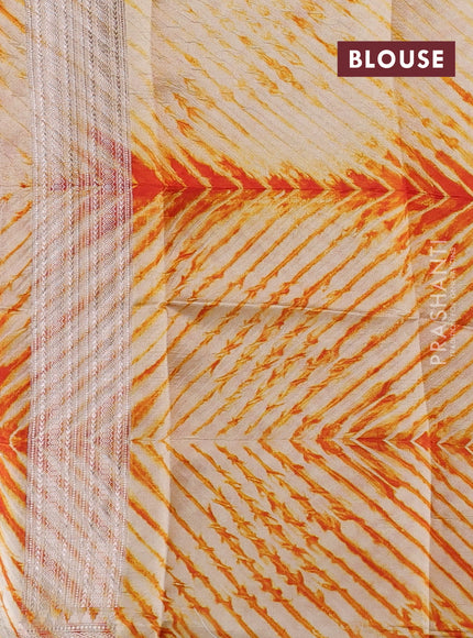 Orange & Beige Poona Silk Saree - Shibori Blouse