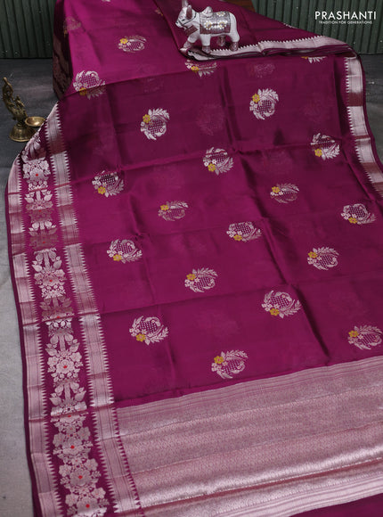 Wine & Beige Poona Silk Saree - Shibori Blouse