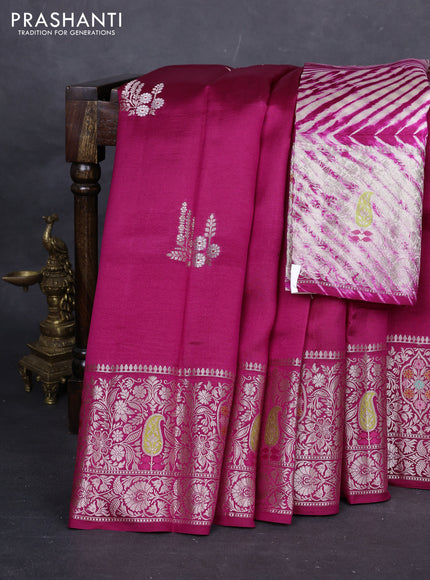 Pink & Beige Poona Silk Saree - Shibori Blouse