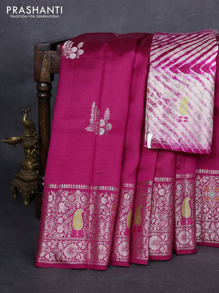 Pink & Beige Poona Silk Saree - Shibori Blouse