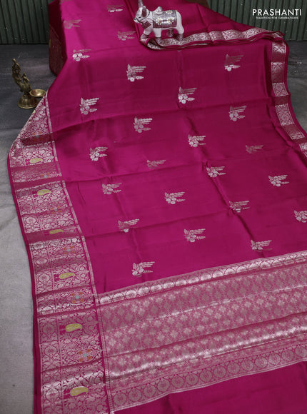 Pink & Beige Poona Silk Saree - Shibori Blouse