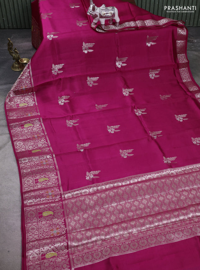 Pink & Beige Poona Silk Saree - Shibori Blouse