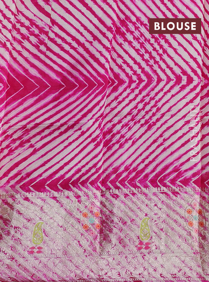 Pink & Beige Poona Silk Saree - Shibori Blouse