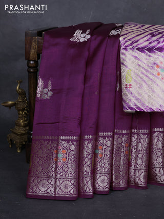 Wine  & Beige Poona Silk Saree - Shibori Blouse