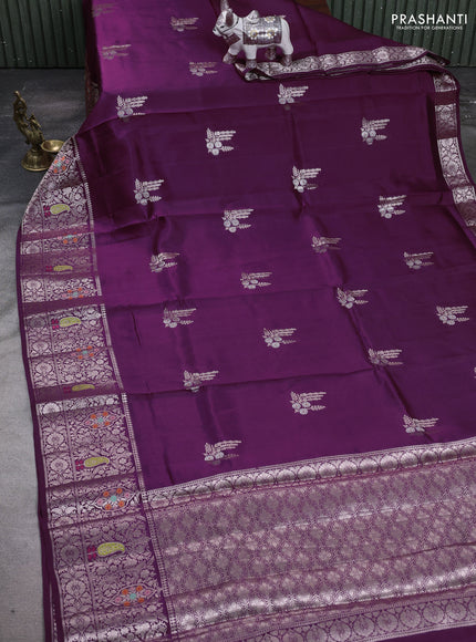 Wine  & Beige Poona Silk Saree - Shibori Blouse