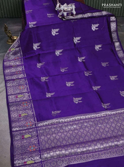 Violet & Beige Poona Silk Saree - Shibori Blouse