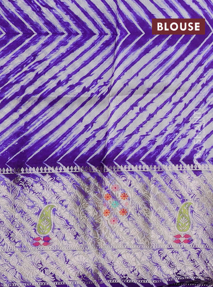 Violet & Beige Poona Silk Saree - Shibori Blouse