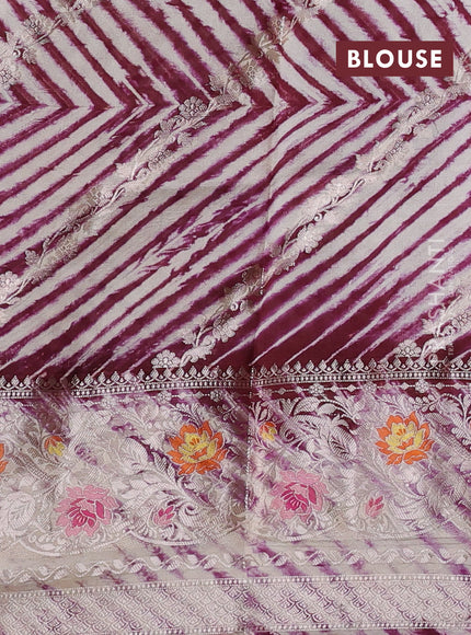 Wine & Beige Poona Silk Saree - Shibori Blouse