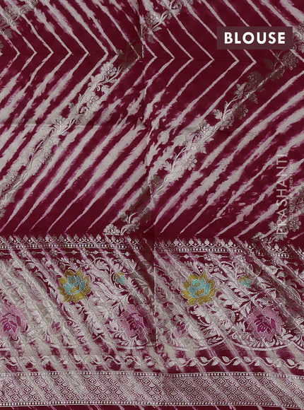 Maroon & Beige Poona Silk Saree - Shibori Blouse