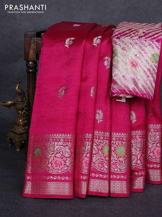 Pink & Beige Poona Silk Saree - Shibori Blouse