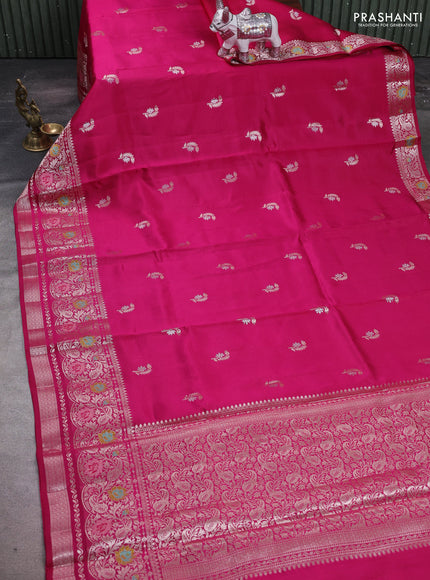 Pink & Beige Poona Silk Saree - Shibori Blouse