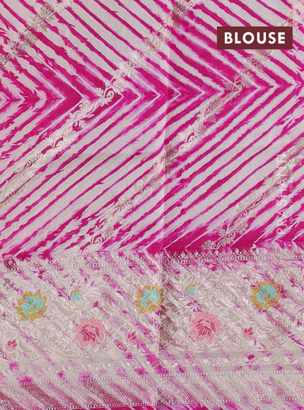 Pink & Beige Poona Silk Saree - Shibori Blouse