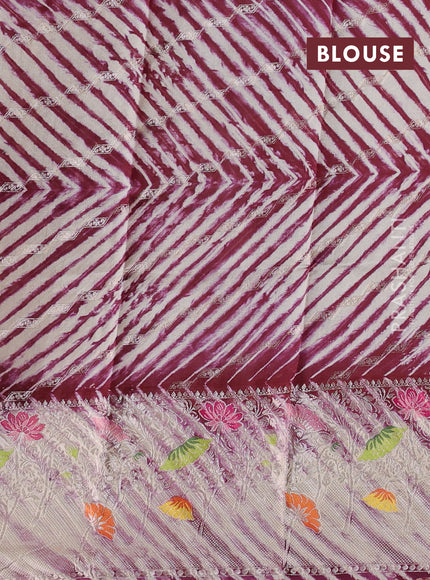 Maroon & Beige Poona Silk Saree - Shibori Blouse