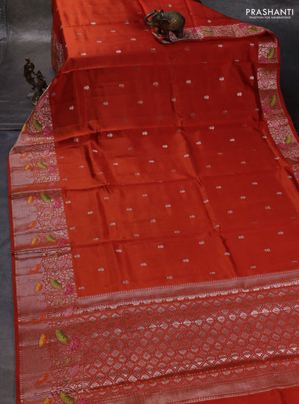 Rust & Beige Poona Silk Saree - Shibori Blouse