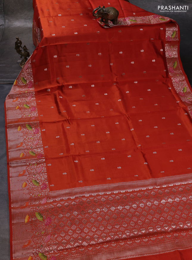Rust & Beige Poona Silk Saree - Shibori Blouse