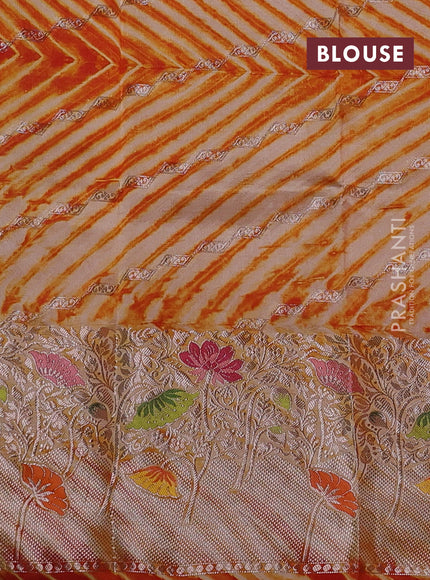Rust & Beige Poona Silk Saree - Shibori Blouse