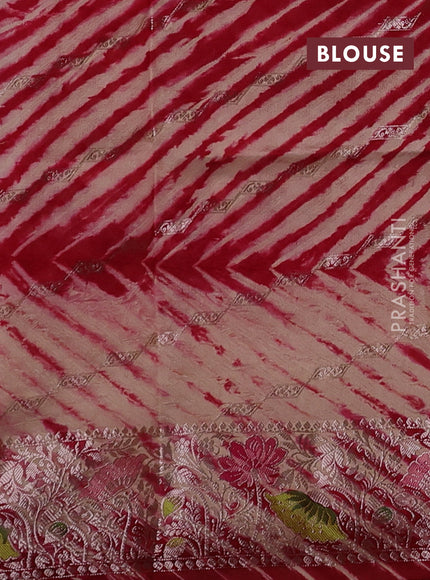 Maroon & Beige Poona Silk Saree - Shibori Blouse