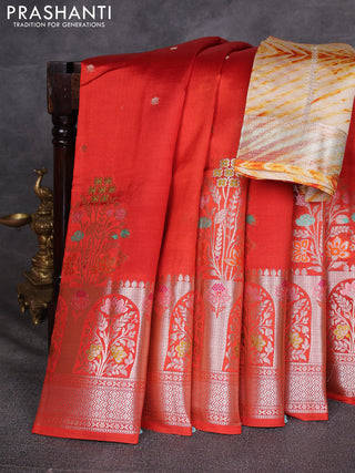 Rust & Beige Poona Silk Saree - Shibori Blouse
