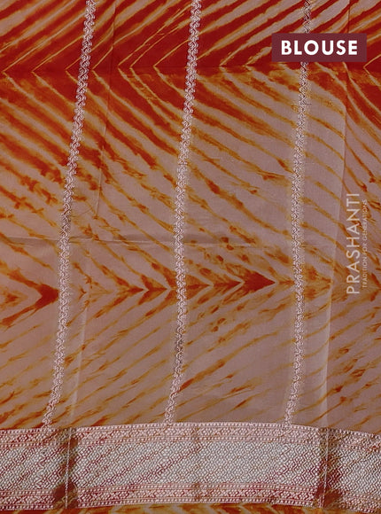 Rust & Beige Poona Silk Saree - Shibori Blouse